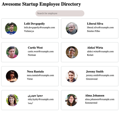 An employee directory.