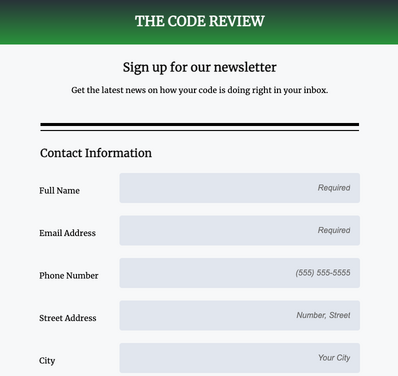A registration form.